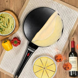 Elektrische crêpe- en pannenkoekenmaker - Bakpan met antiaanbaklaag (20 cm) met temperatuurregeling | Voor tortilla's, wraps, ontbijt & dun brood