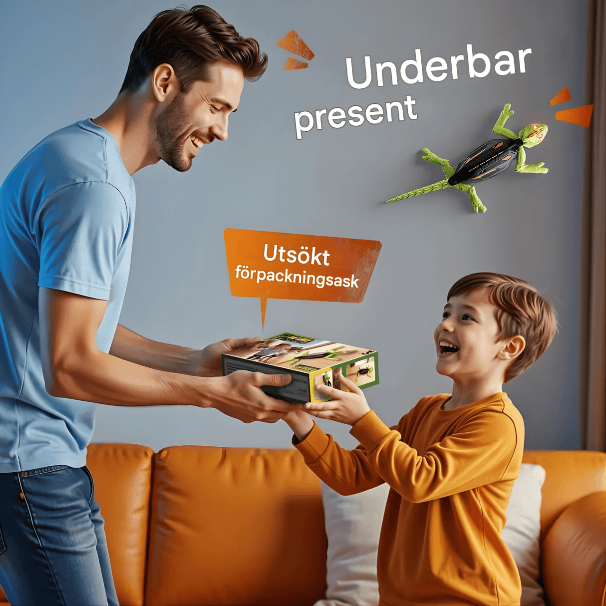 CrawlBot – Fjärrstyrd Väggklättrande Gecko & Kackerlacka Leksak med LED-ljus & Uppladdningsbart Batteri för Barn