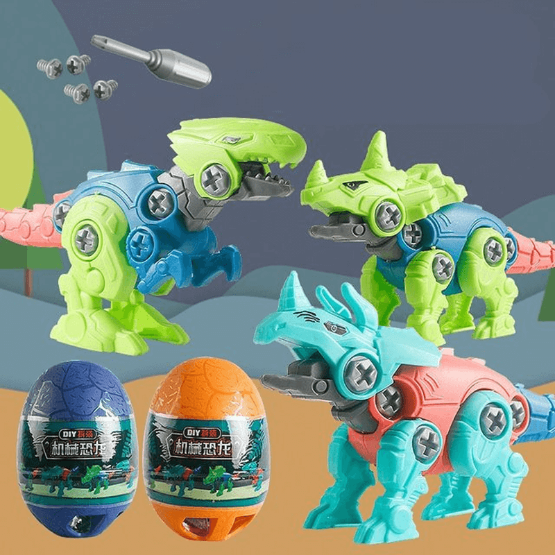 Dinosaurus Ei-set - Verrassingsei met bouwstenen, demonteer en zet je eigen dinosaurussen in elkaar, doe-het-zelf blindbox-speelgoed voor kinderen