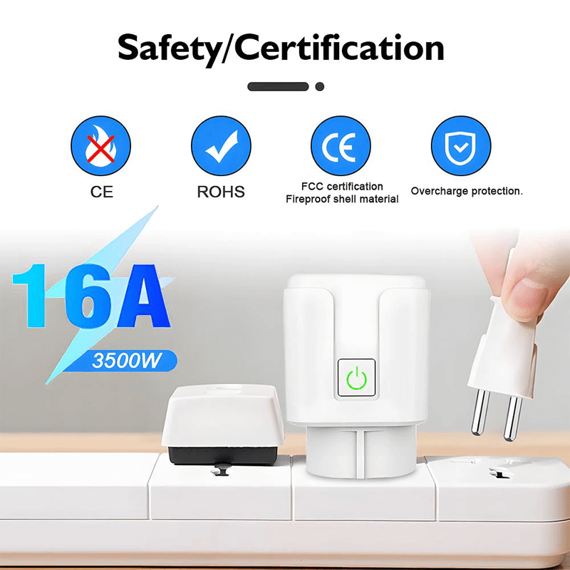 Slimme wifi-contactdoos 16A/20A - Spraakgestuurde contactdoosadapter