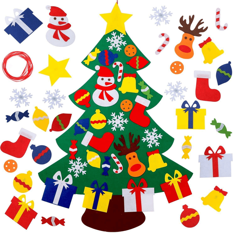 Zelfgemaakte kerstboom van vilt voor kinderen - Laat de kinderen hun eigen kerstboom versieren