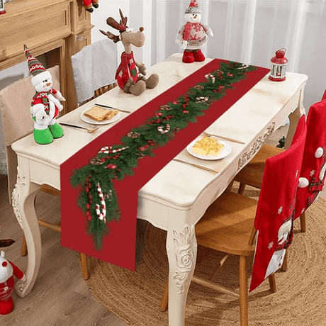 Stoffen kersttafelkleed voor eettafel 180x35cm - versier de eettafel in kerstsfeer