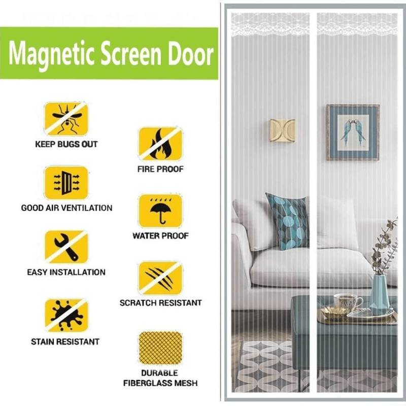 Magnetisch muskietennet voor deur met automatische sluiting | Insectennet met magnetisch slot - Bescherming tegen muggen voor patio, balkon & ingang (Meerdere maten)