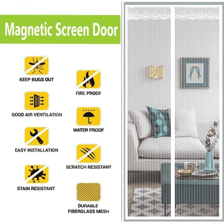 Magnetisch muskietennet voor deur met automatische sluiting | Insectennet met magnetisch slot - Bescherming tegen muggen voor patio, balkon & ingang (Meerdere maten)