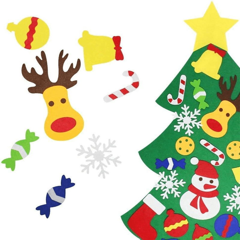 Zelfgemaakte kerstboom van vilt voor kinderen - Laat de kinderen hun eigen kerstboom versieren