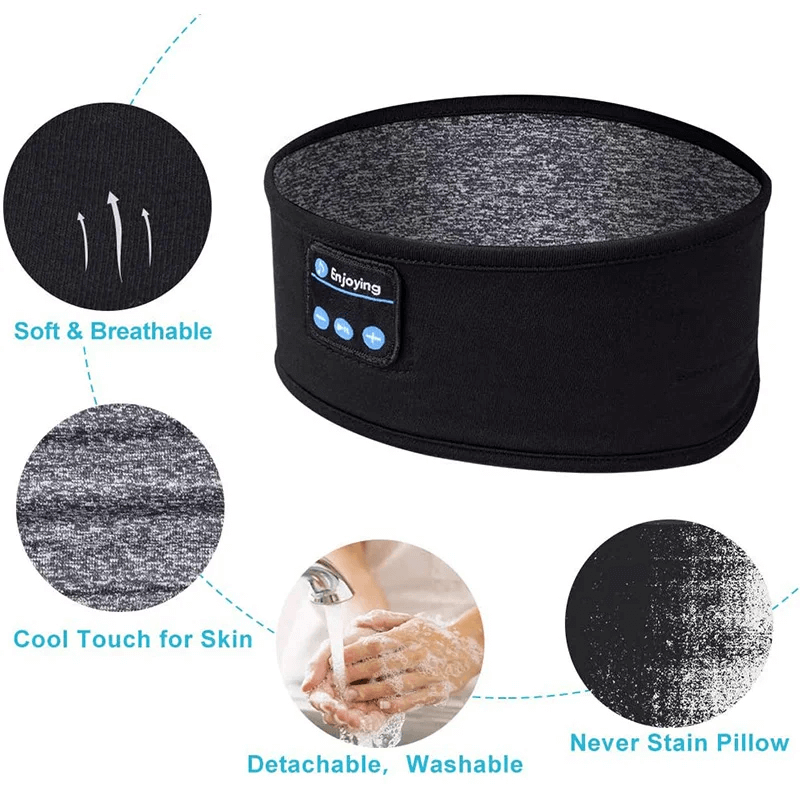 Draadloze Bluetooth Slaap Hoofdband & Oogmasker - Elastische, Comfortabele Hoofdtelefoon met Afneembare Luidsprekers voor Slaap & Oefening