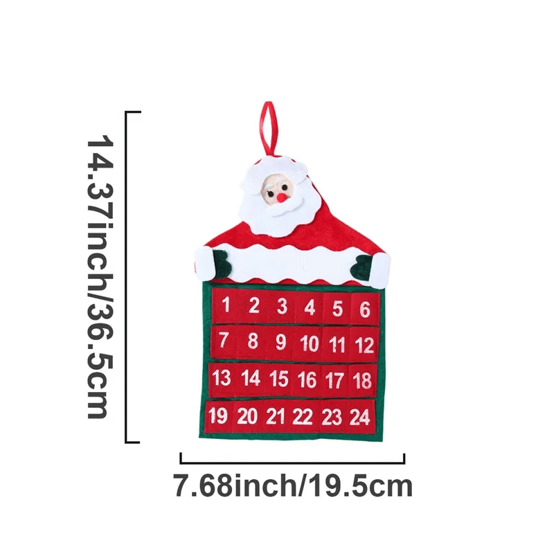 Stoffen Kerst Adventskalender Aftellen - Kerstman 24 Dagen