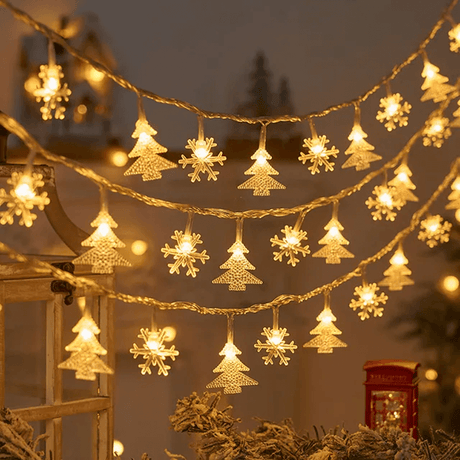 1,5-3m LED-stringverlichting met kerstthema, kerststringverlichting - sneeuwvlokken, rendieren, sterren, kerstboom