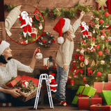 Klimmende kerstman in hangende ketting - werkt op batterijen