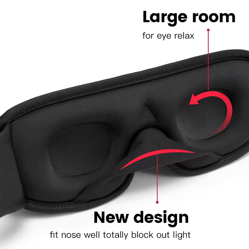 Draagbaar 3D-slaapmasker - Lichtblokkering, zachte gewatteerde oogbescherming voor optimaal comfort