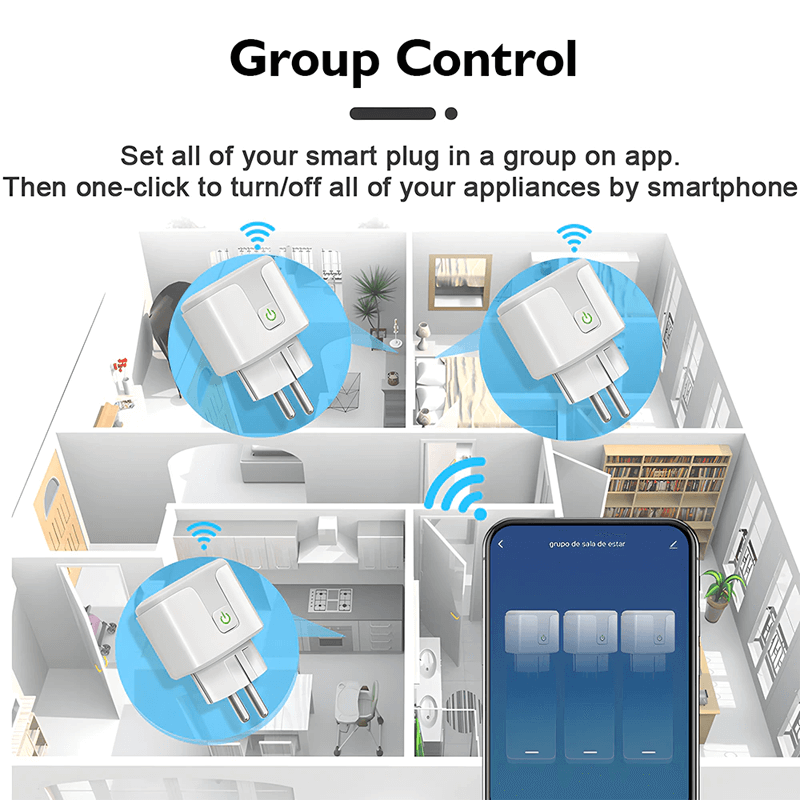 Slimme wifi-contactdoos 16A/20A - Spraakgestuurde contactdoosadapter