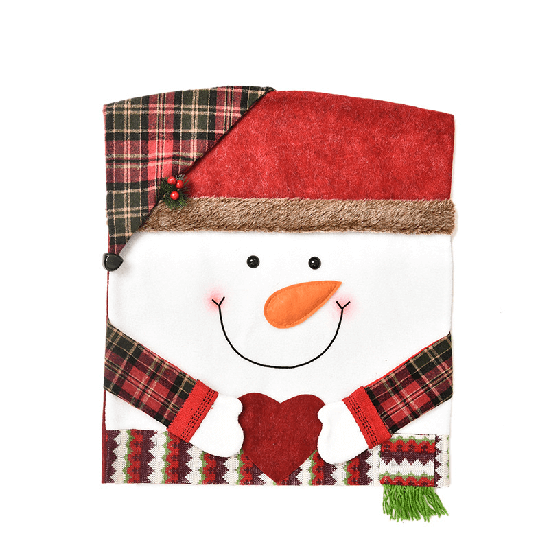 3x Kerst Decoratie Stoelhoezen voor de Rugleuning 48x54cm - Kerstman, Sneeuwman, Rendier