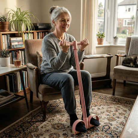 FlexPulse – Pedalbaserat Träningsredskap med Motståndsband för Stretching, Mage, Ben, Armar & Helkroppsträning