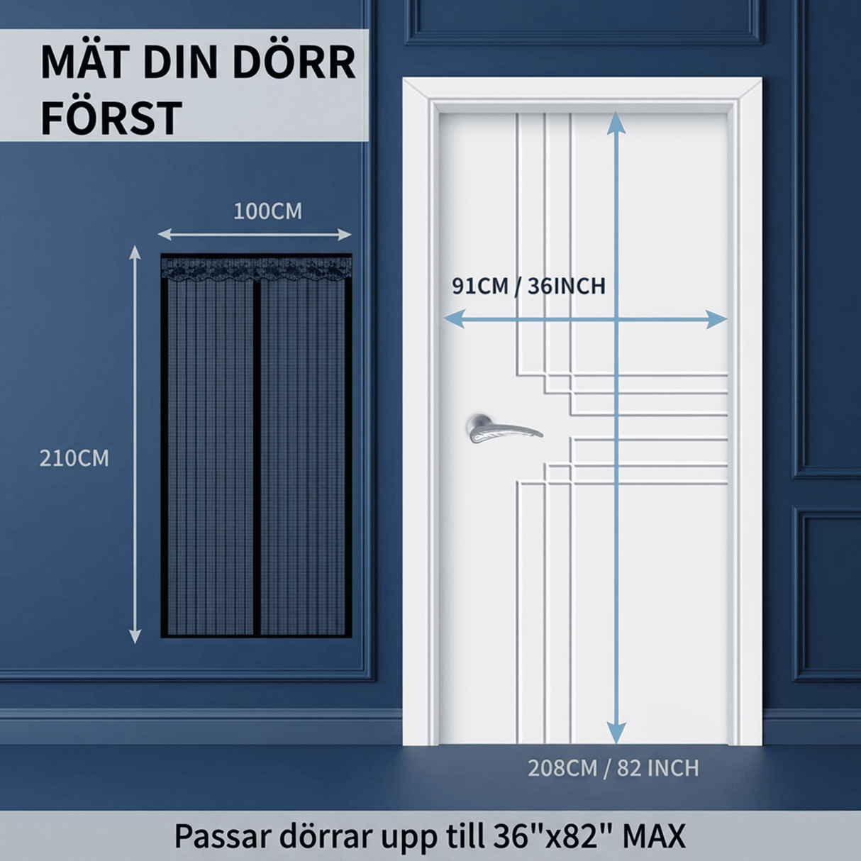 Magnetisch muskietennet voor deur met automatische sluiting | Insectennet met magnetisch slot - Bescherming tegen muggen voor patio, balkon & ingang (Meerdere maten)