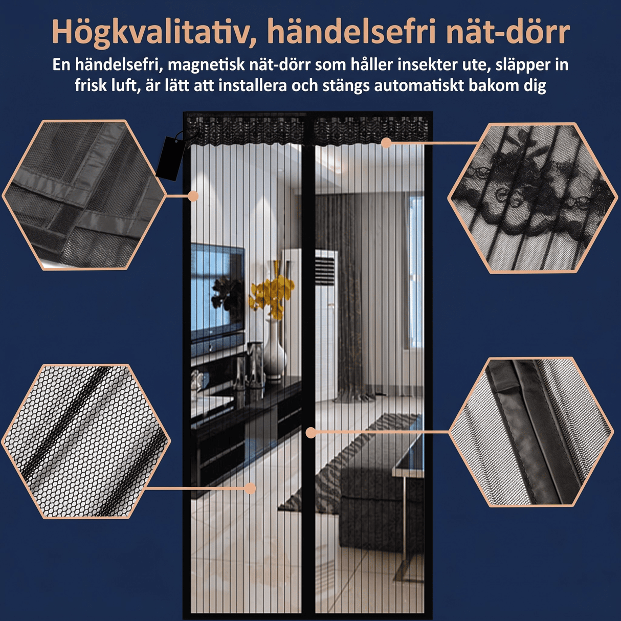 Magnetisch muskietennet voor deur met automatische sluiting | Insectennet met magnetisch slot - Bescherming tegen muggen voor patio, balkon & ingang (Meerdere maten)