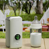 Oplaadbare babyflesverwarmer - 6 temperatuurinstellingen, display en verwarmingsmanchet voor moedermelk