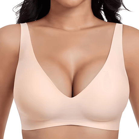 VeloraLift – Sömlös Bygel-fri BH med Full Cup, Djup V-Ringning & Formpressade Kupor för Vardaglig Komfort