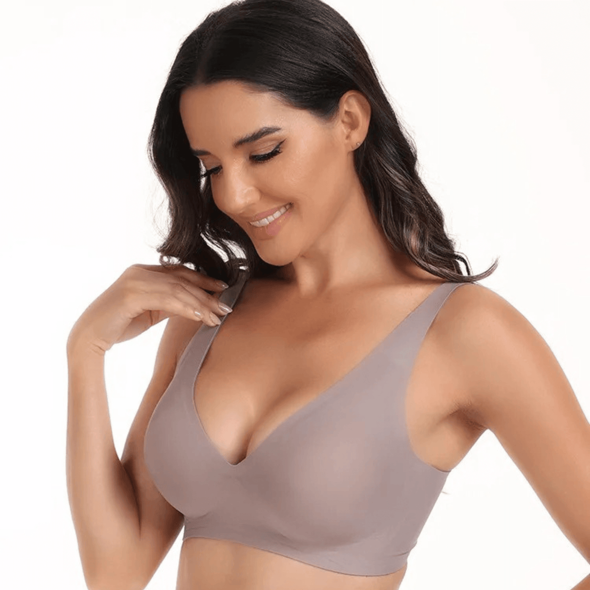 VeloraLift – Sömlös Bygel-fri BH med Full Cup, Djup V-Ringning & Formpressade Kupor för Vardaglig Komfort