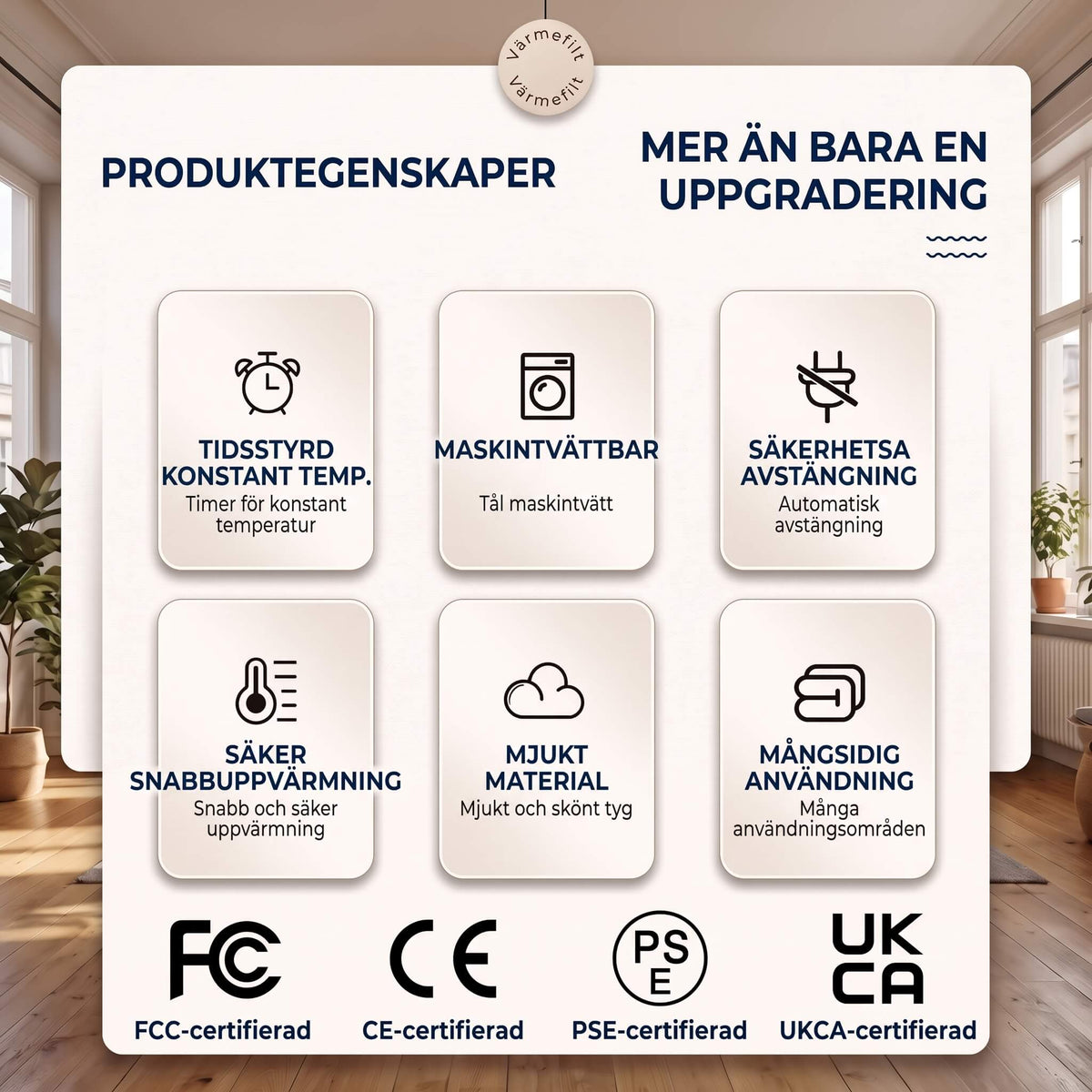 WarmCloak – Bärbar Eluppvärmd Filt med Huva och Fotfickor – Tvättbar Värmefilt med Timer och 9 Temperaturlägen