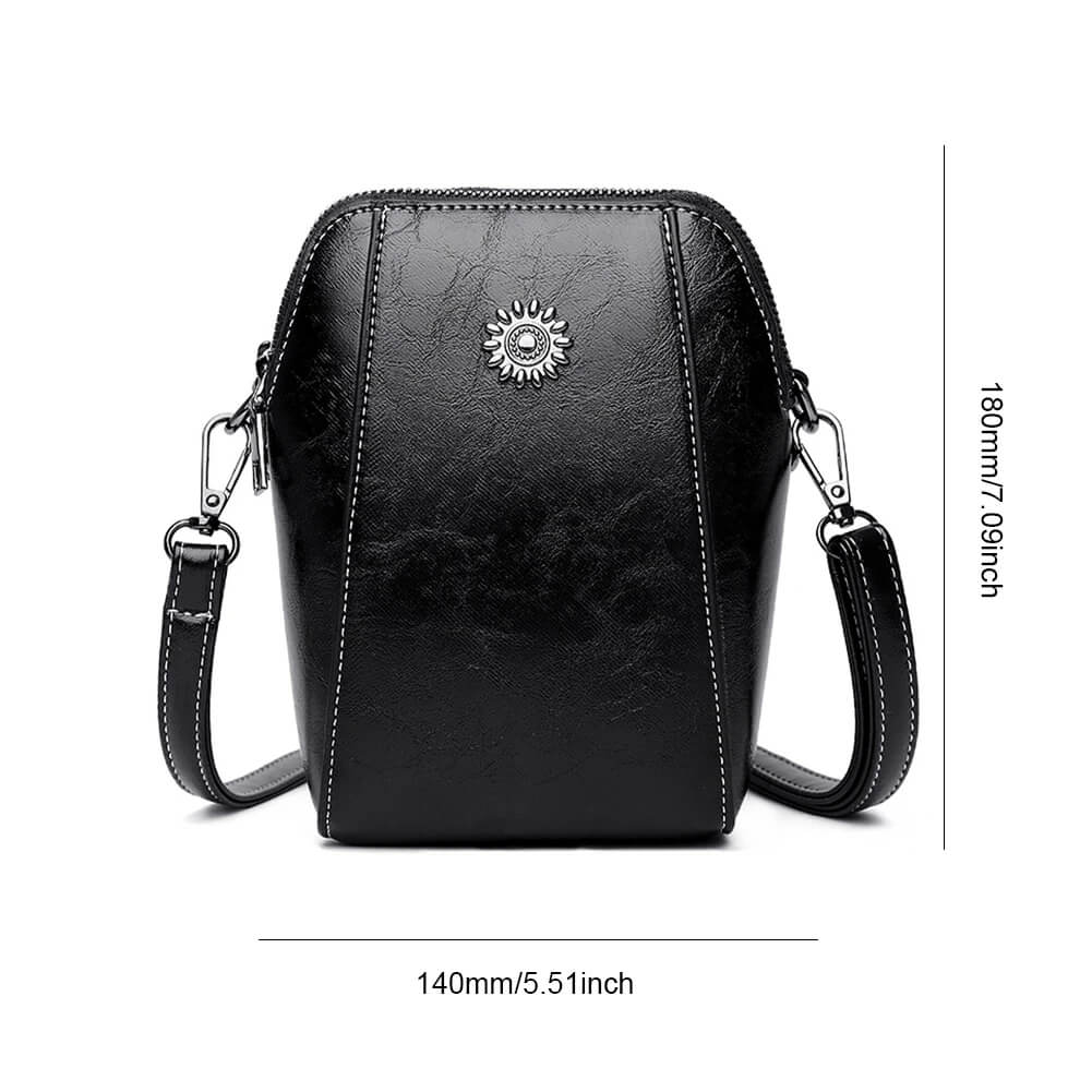 Vintage Crossbody Leren Tas voor Vrouwen - Verstelbare Schouderriem, Compact Ontwerp en Elegante Stijl