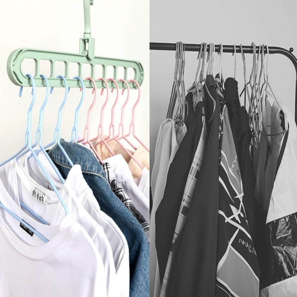 ClosetEase - Ruimtebesparende kleerhanger | Multifunctionele kleerhanger met 9 haken & 360° draaibare haak