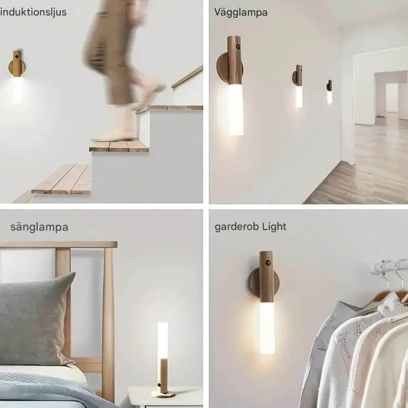 SensoRay - Draadloos LED Nachtlampje met Bewegingssensor | Elegant Houten Ontwerp en Oplaadbaar