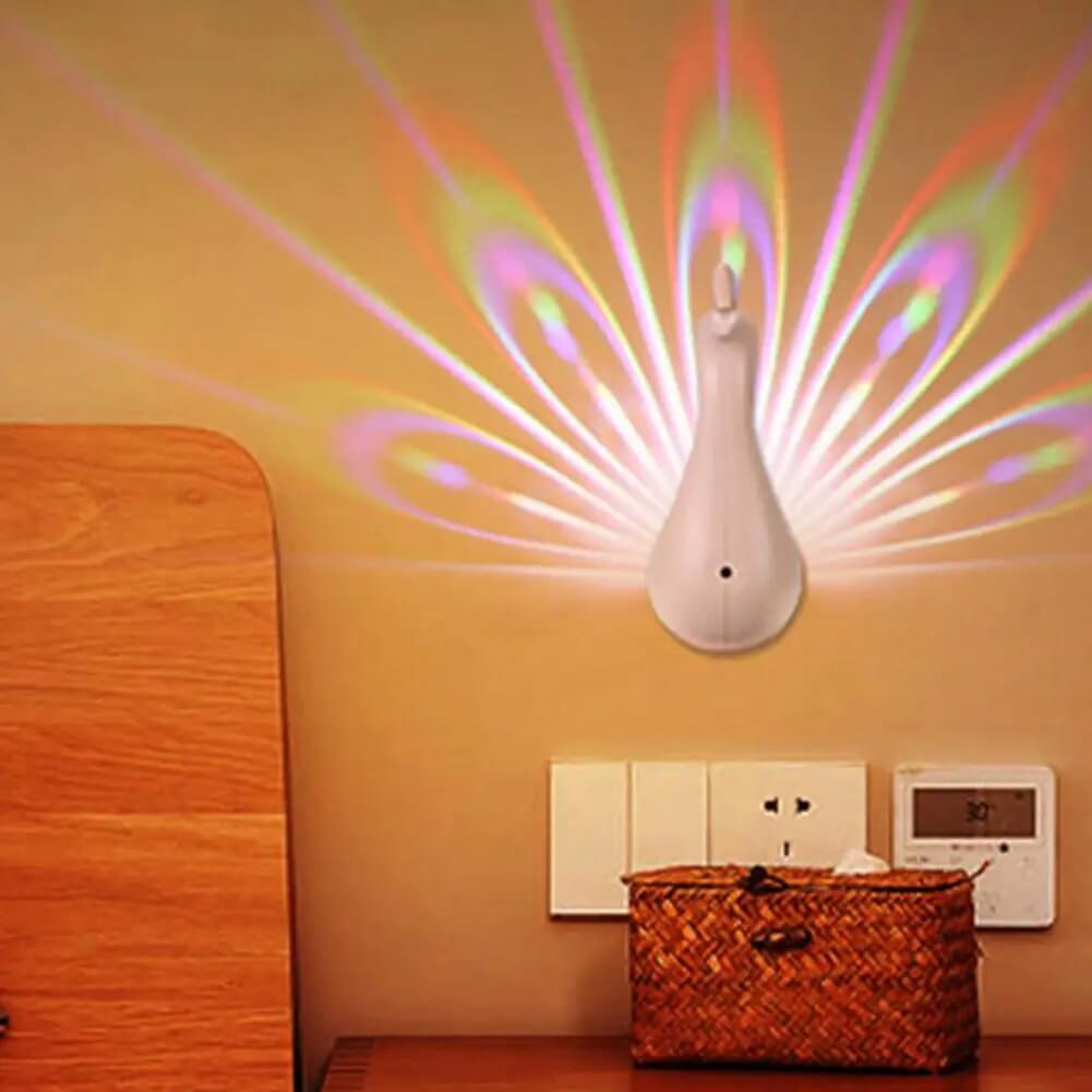 PeacockGlow - Op afstand bedienbare pauw projectorlamp met kleurrijke sfeer Creatief nachtlampje voor slaapkamer en thuis