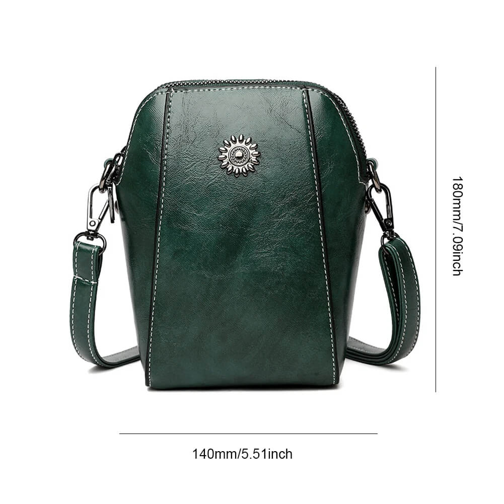 Vintage Crossbody Leren Tas voor Vrouwen - Verstelbare Schouderriem, Compact Ontwerp en Elegante Stijl