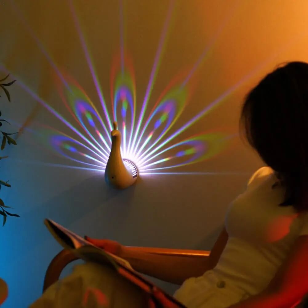 PeacockGlow - Op afstand bedienbare pauw projectorlamp met kleurrijke sfeer Creatief nachtlampje voor slaapkamer en thuis
