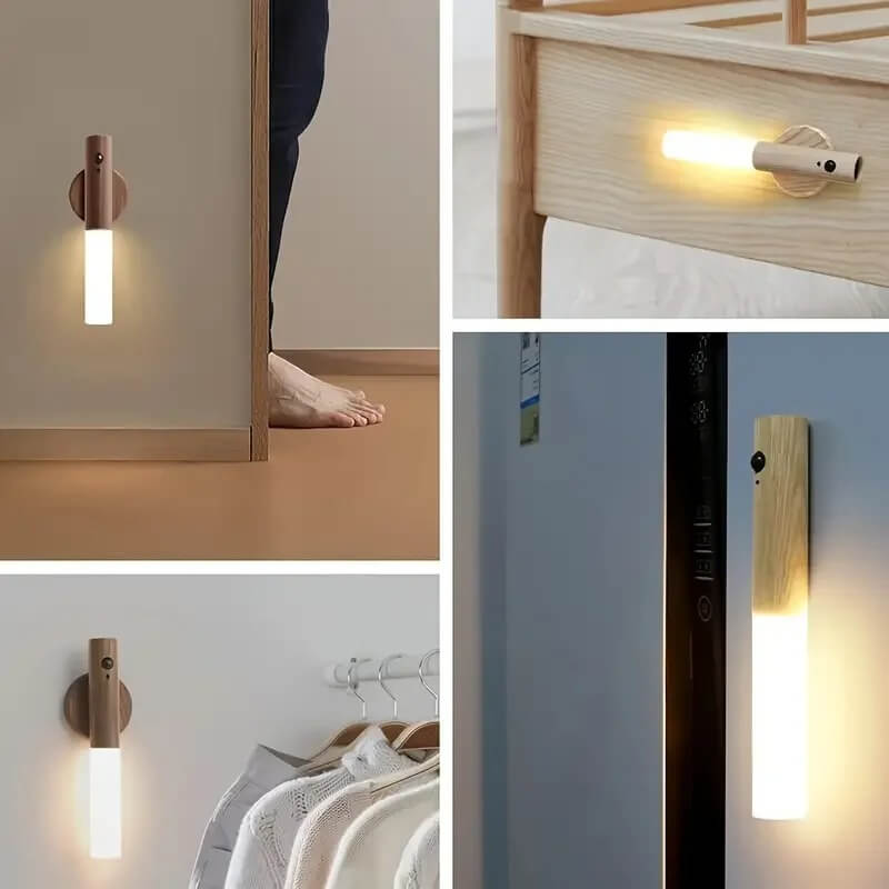 SensoRay - Draadloos LED Nachtlampje met Bewegingssensor | Elegant Houten Ontwerp en Oplaadbaar