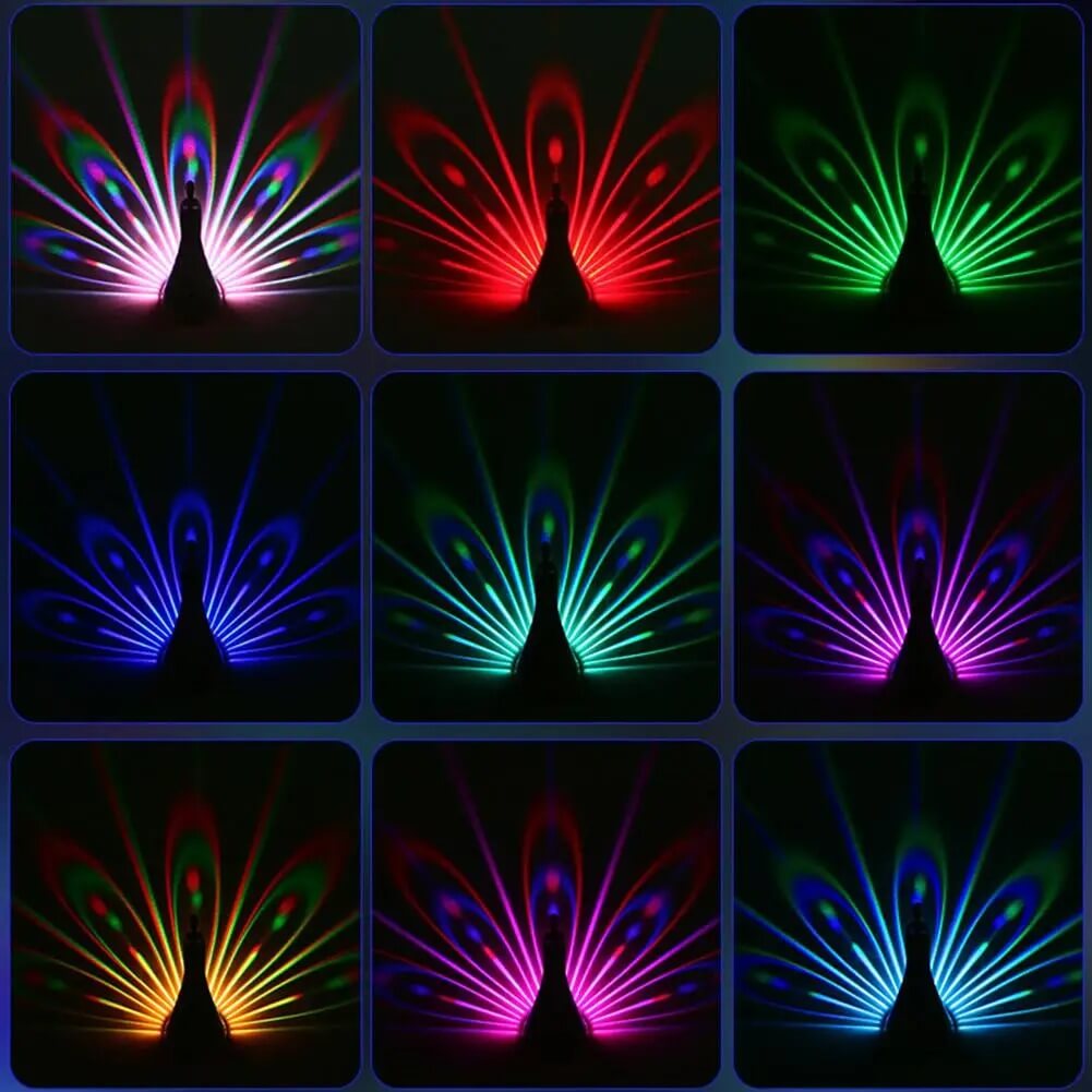 PeacockGlow - Op afstand bedienbare pauw projectorlamp met kleurrijke sfeer Creatief nachtlampje voor slaapkamer en thuis