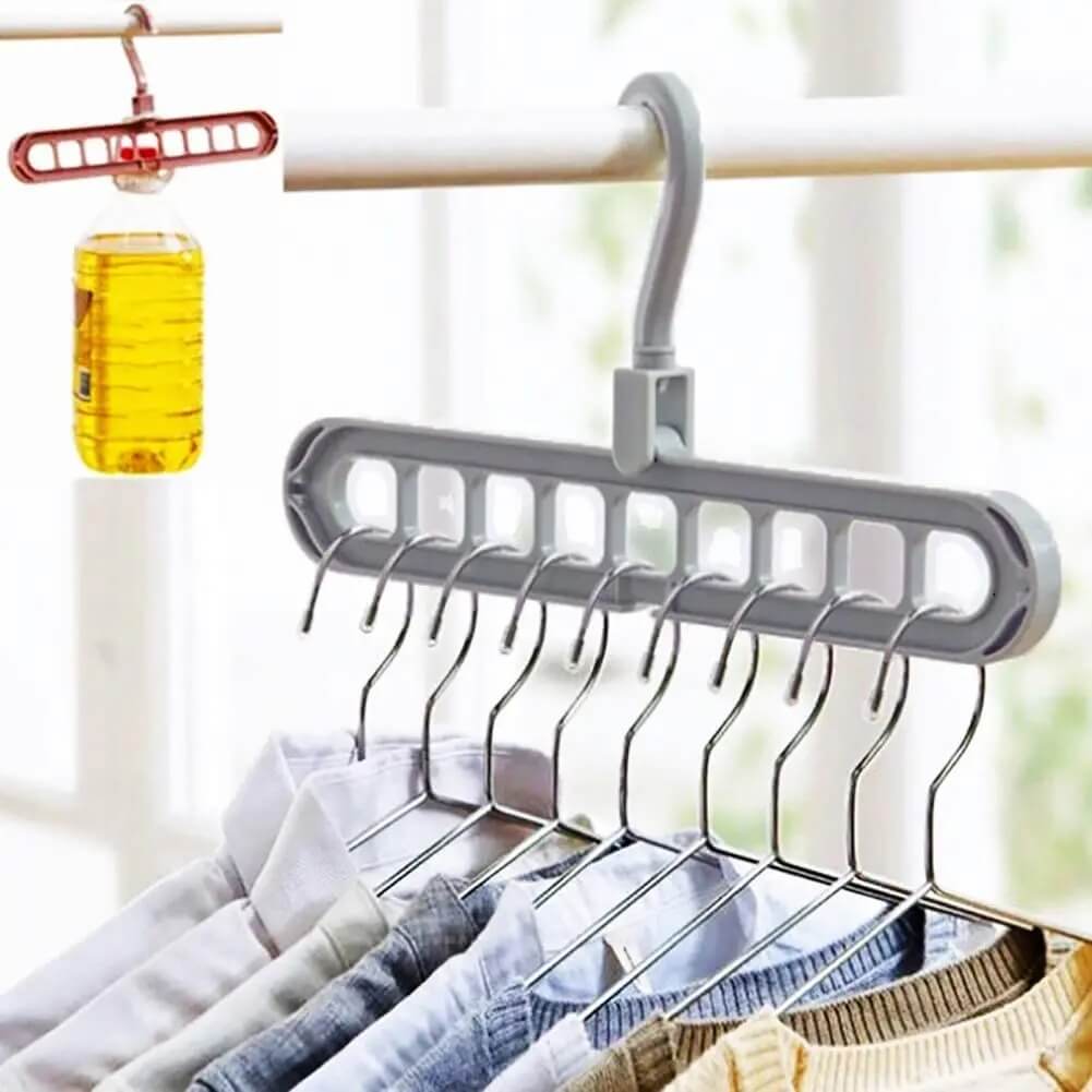 ClosetEase - Ruimtebesparende kleerhanger | Multifunctionele kleerhanger met 9 haken & 360° draaibare haak