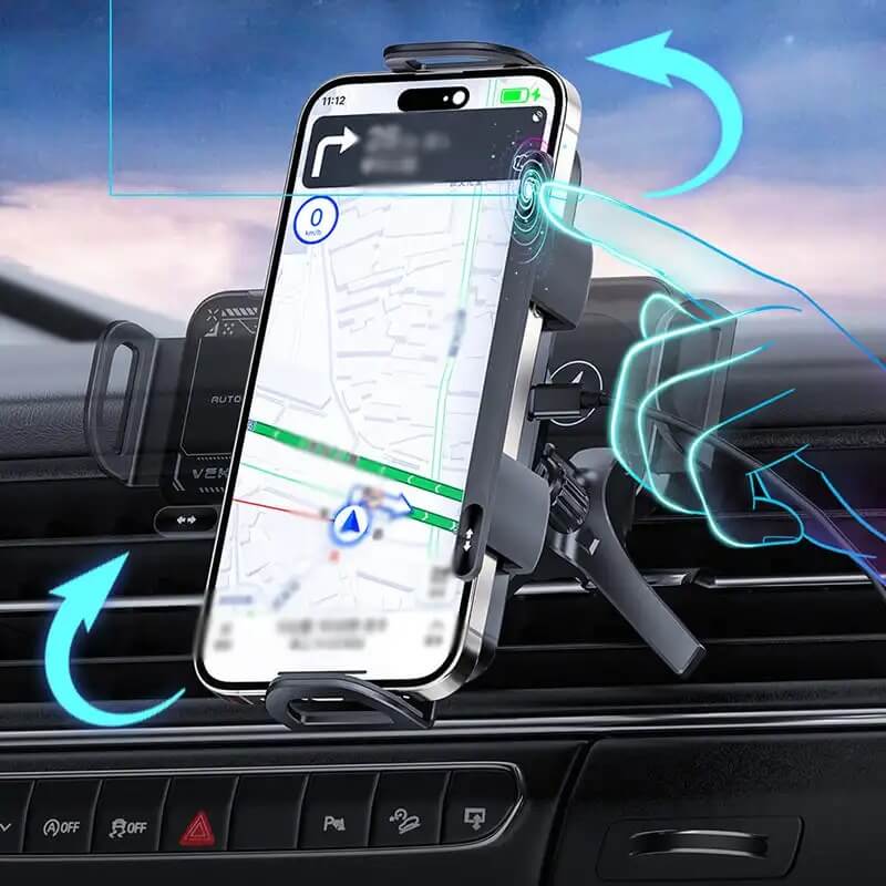 ChargeMount - Verstelbare Smart Car Telefoonhouder met 15W Draadloos Oplaad Pad voor Opvouwbare Schermen
