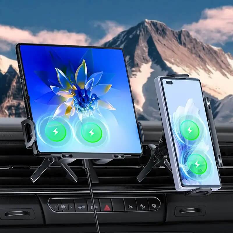 ChargeMount - Verstelbare Smart Car Telefoonhouder met 15W Draadloos Oplaad Pad voor Opvouwbare Schermen
