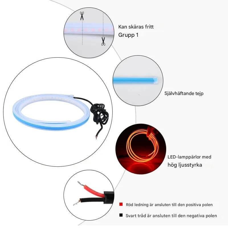 GlowTail - LED DRL Car Headliner | 150cm sequentiële lichtstrip met waterbestendig ontwerp