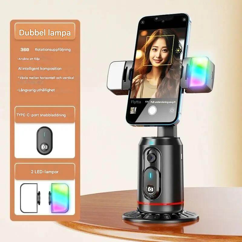 AiveloTrack - AI 360° Gezichtsvolgsysteem Mobiele Houder | Handsfree Opnemen voor Vlogs, Live Broadcasts & Videogesprekken