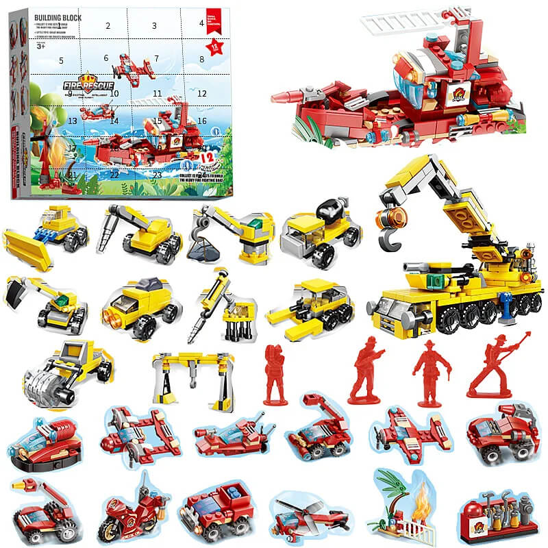 Kerst adventskalender 24 bouwstenen voor kinderen - aftelkalender, doe-het-zelf bouwpakket en kerstcadeau voor creatieve kinderen