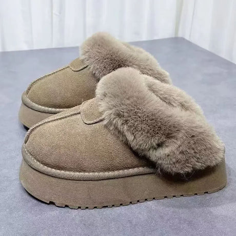 Winterpantoffels voor dames met fleecevoering - dikke zool