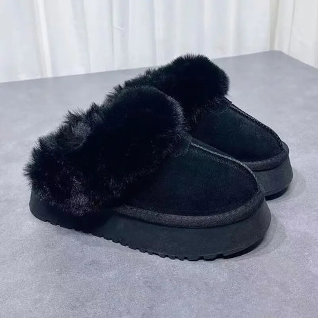 Winterpantoffels voor dames met fleecevoering - dikke zool