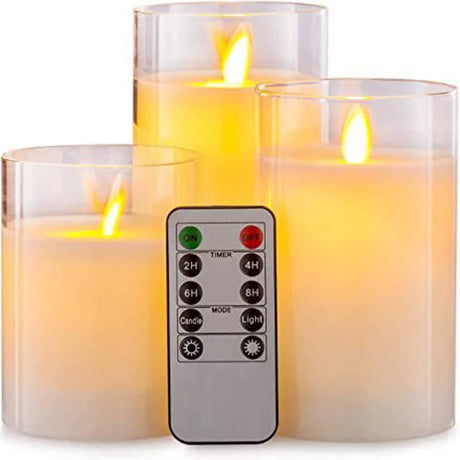 Glowelle - LED-waskaars met realistisch vlameffect met afstandsbediening en dimmer