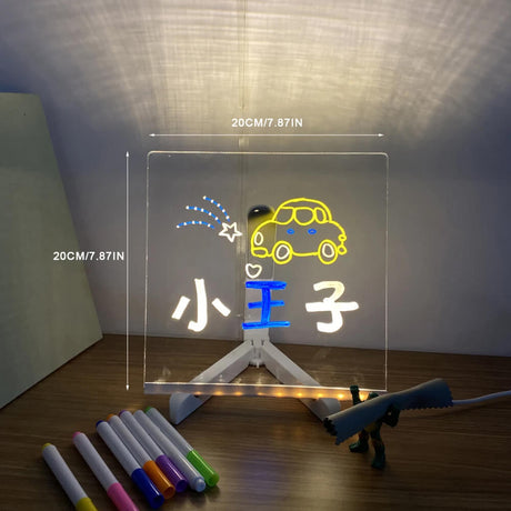 Transparant Licht Acryl Schrijfbord met 7-Kleuren Pennen - Herbruikbaar Boodschapbord met LED Verlichting
