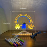 Transparant Licht Acryl Schrijfbord met 7-Kleuren Pennen - Herbruikbaar Boodschapbord met LED Verlichting