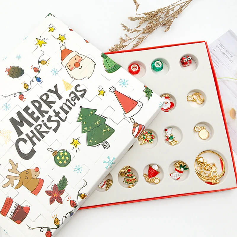 Luxe Sieraden Adventskalender voor Kinderen - 24 Doosjes Armbanden en Bedels voor DIY Kerstsieraden