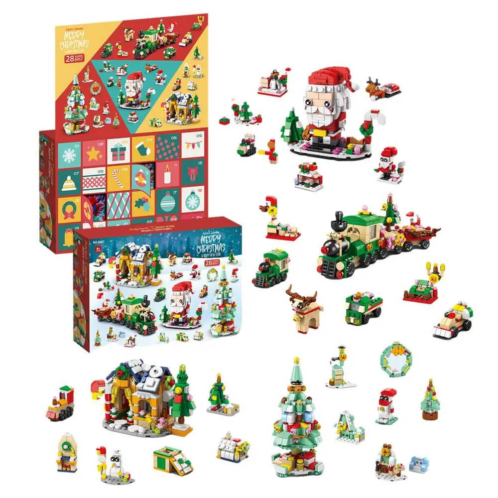 Kerst adventskalender bouwstenen voor kinderen - 24 dagen aftellen met grote bouwset, perfect doe-het-zelf kerstcadeau voor kinderen