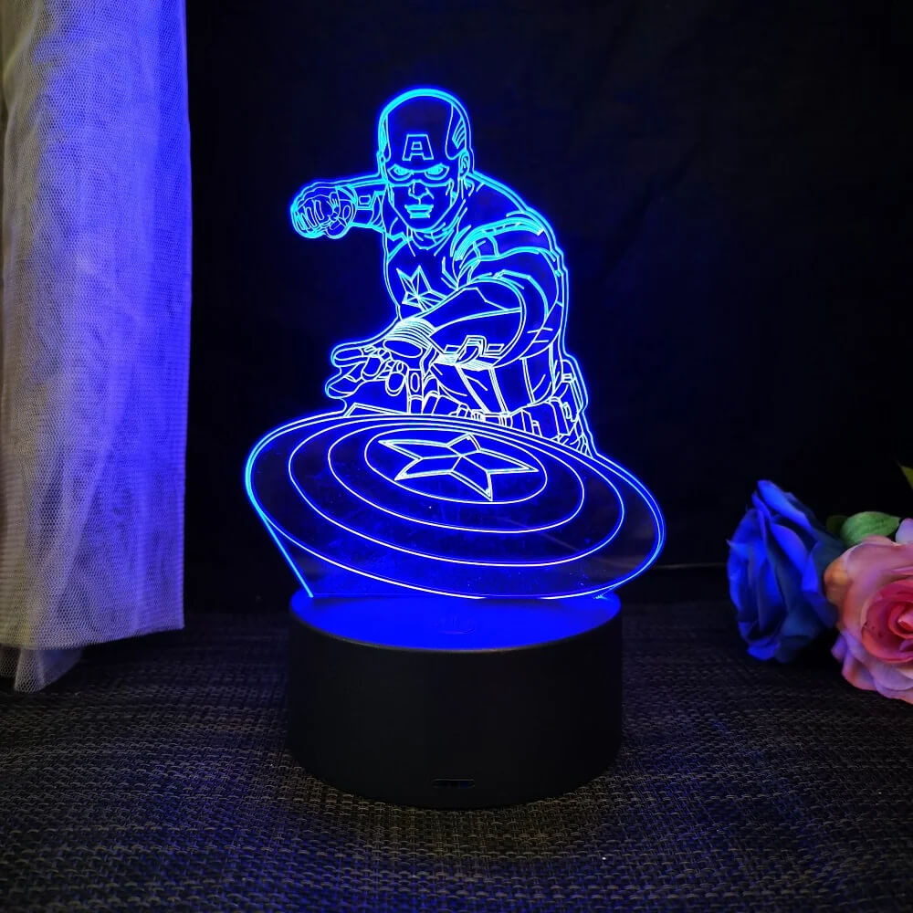 3D Superheld LED Nachtlicht met Afstandsbediening | 16 Kleuren & Aanraking - USB & Batterij Aangedreven Acryl Lamp voor Kinderen & Gameruimte