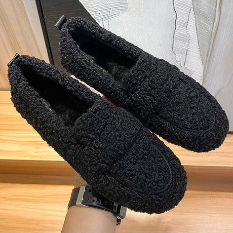 Luxe damesmocassins van pluche lamswol - antislip rubberen zool en ultiem comfort
