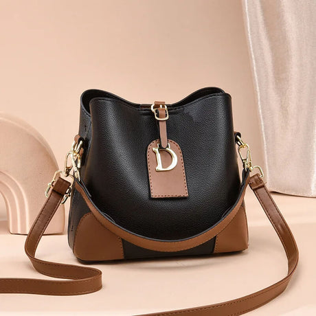 Modeva - Designer Geïnspireerd Vintage Leren Handtas met Emmer en Schouderriem