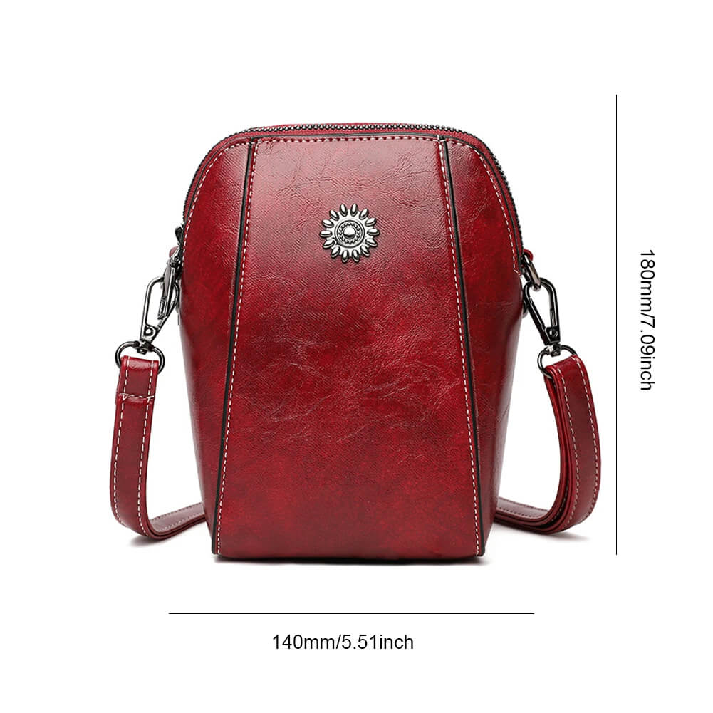 Vintage Crossbody Leren Tas voor Vrouwen - Verstelbare Schouderriem, Compact Ontwerp en Elegante Stijl