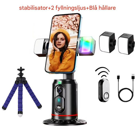 AiveloTrack - AI 360° Gezichtsvolgsysteem Mobiele Houder | Handsfree Opnemen voor Vlogs, Live Broadcasts & Videogesprekken