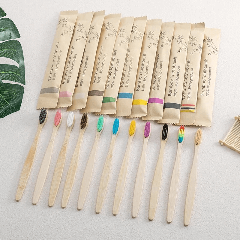10st Eco-vriendelijke kleurrijke bamboe tandenborstels